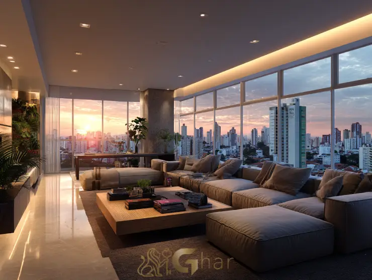 Sala ampla e iluminada em prédio na zona sul de São Paulo capital com vista maravilhosa