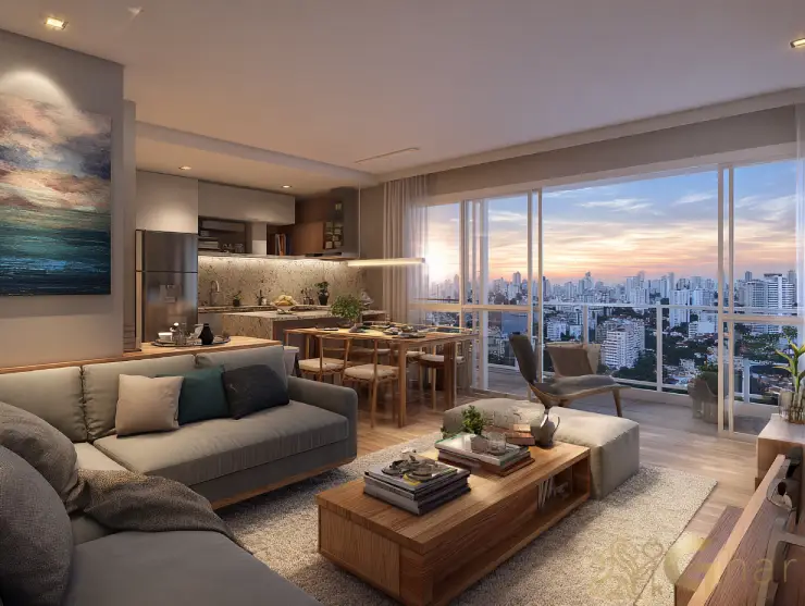 Studio moderno na zona leste com vista para a cidade de São Paulo