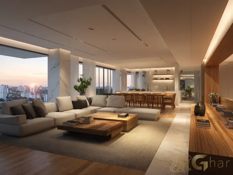 Sala de estar ampla e decorada em apartamento no Paraíso São Paulo