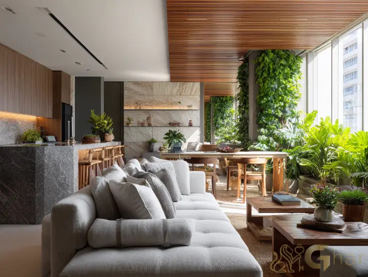 Sala decorada de apartamento em Perdizes com design moderno e alto padrão