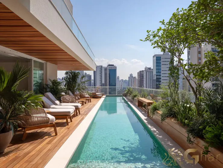 Cobertura na Saúde com área externa e piscina privativa