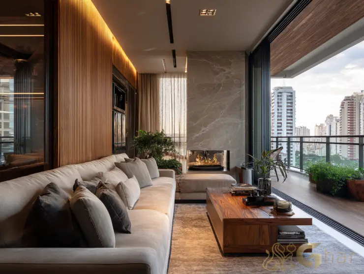 Imóvel com sala integrada à varanda e vista linda da cidade de São Paulo