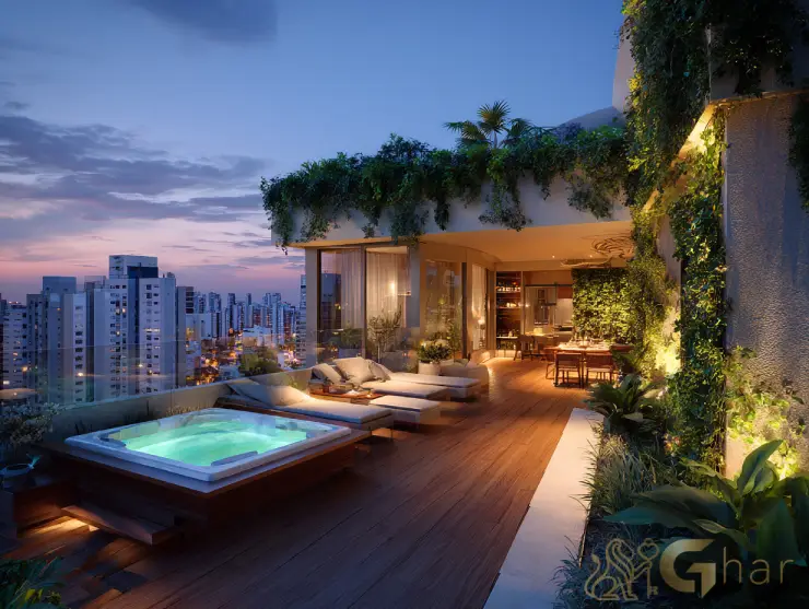 Cobertura na Vila Madalena com hidromassagem e vista para o pôr do sol