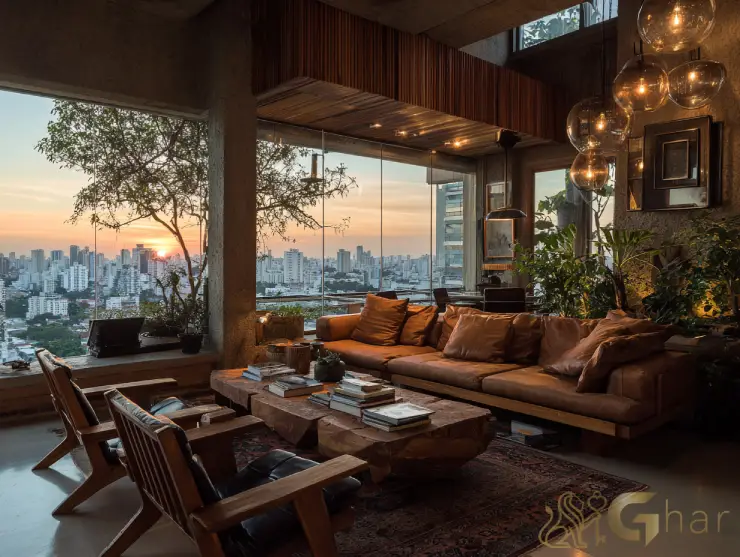 Sala de estar decorada em de alto padrão na Zona Oeste da capital