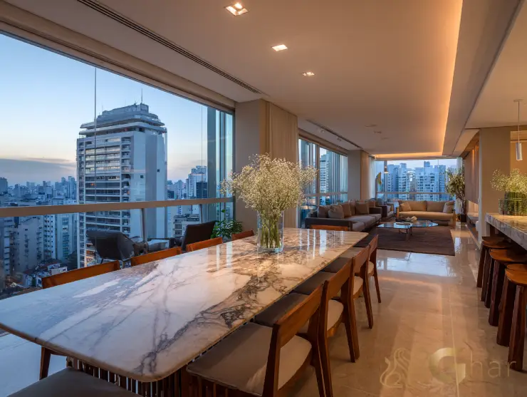 Apartamento na Vila Mariana com varanda integrada à sala de estar e acabamento de alto padrão