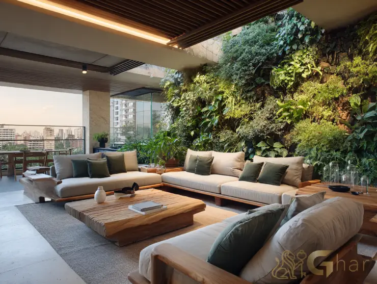 Varanda decorada na zona sul da capital com vista e área de lazer completa