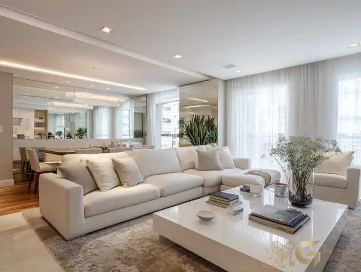 Apartamento de alto padrão na Vila Nova Conceição com sala de estar moderna