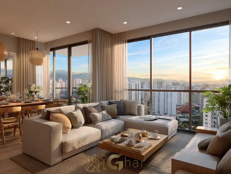 Sala de estar decorada em apartamento na Vila Prudente