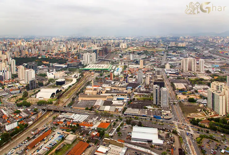 Vista aérea do bairro Barra Funda na Zona Oeste de São Paulo