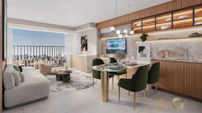 Living ampliado do apartamento de 48 m² – DF345 Vila Clementino