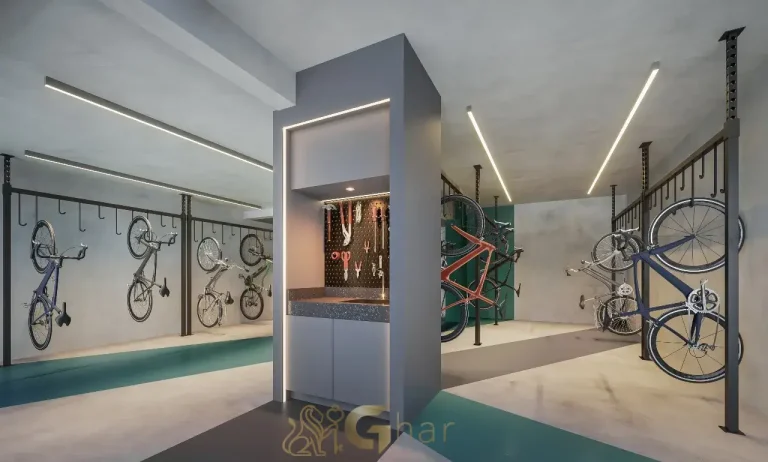 Bicicletário moderno no condomínio DF345 Vila Clementino em São Paulo