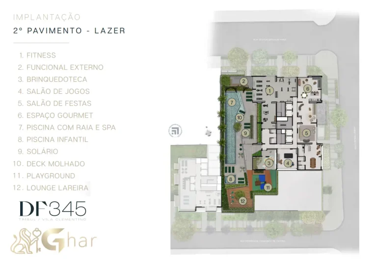 Planta do 2º pavimento – áreas de lazer – DF345 Vila Clementino