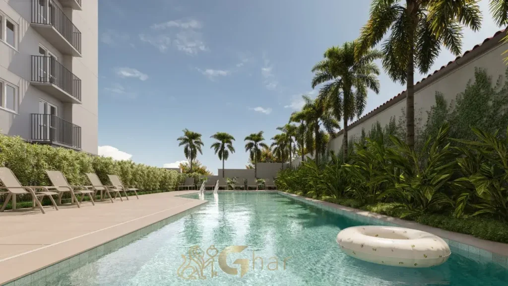 Elev Alto do Ipiranga – Deck e solarium da piscina com vista panorâmica