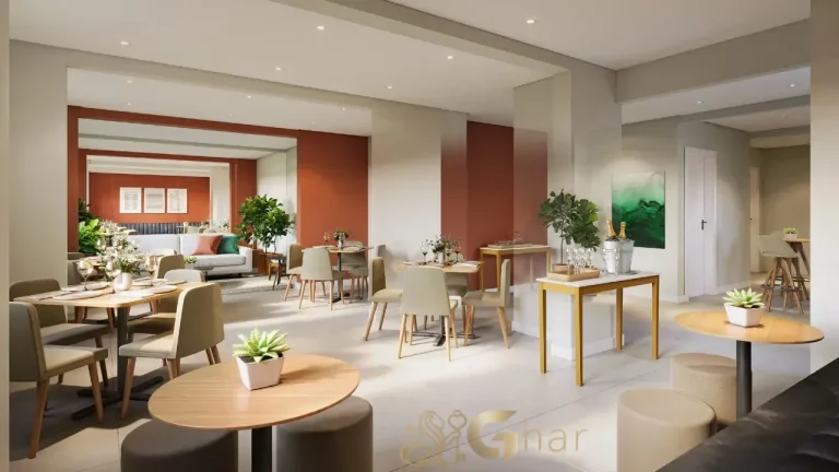 Elev Alto do Ipiranga – Salão de festas amplo com decoração moderna