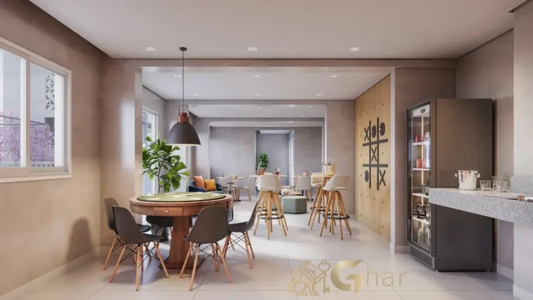 Elev Alto do Ipiranga – Salão de jogos e área de convivência com tema esportivo