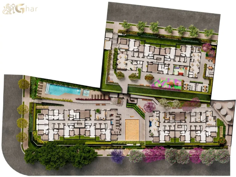 Elev Alto do Ipiranga – Planta implantação térreo com áreas comuns e lazer