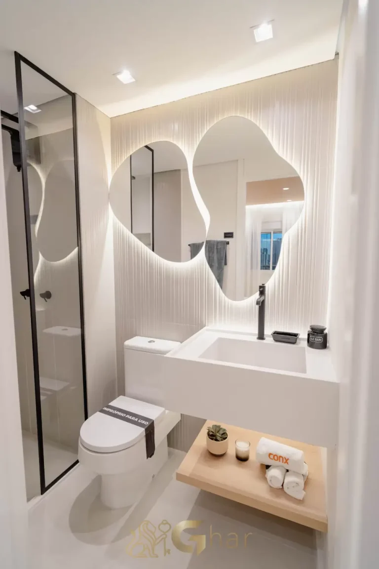 Banheiro decorado em apartamento de 30 m² no Every Day Chácara Klabin