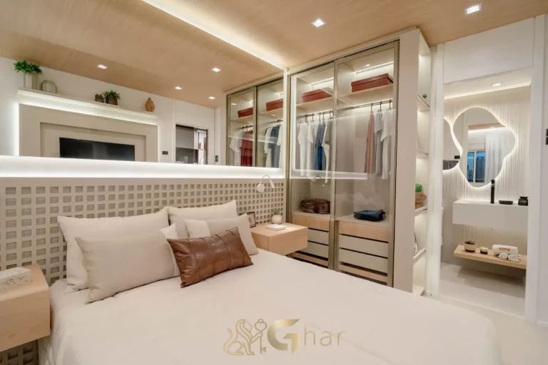 Quarto de casal em apartamento decorado de 30 m² no Every Day Chácara Klabin
