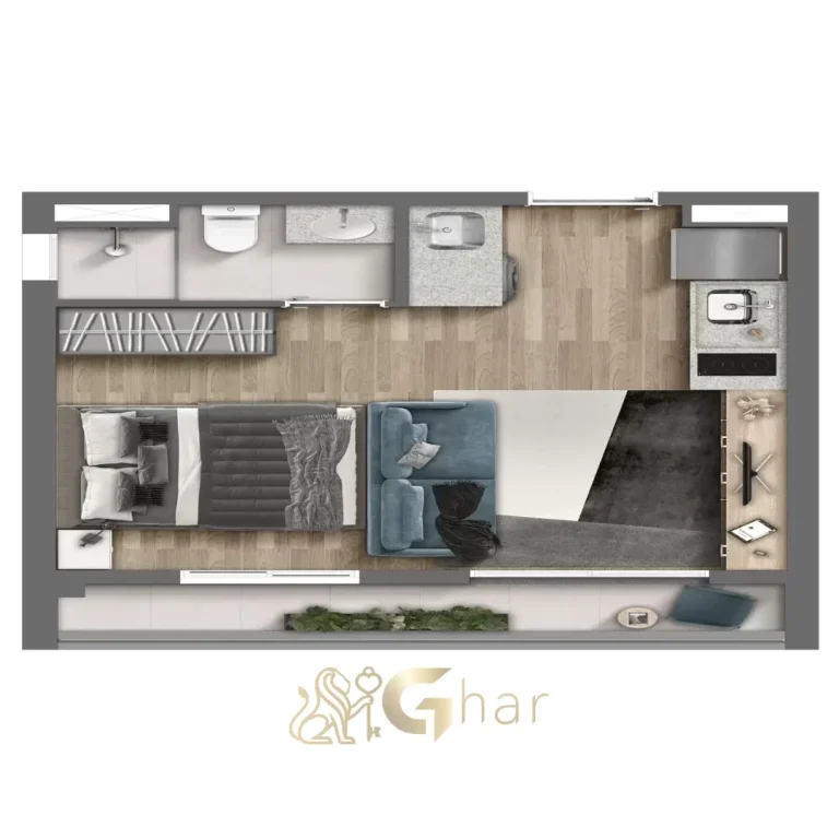 Planta apartamento 1 dormitório 30 m² com sala ampliada no Every Day Chácara Klabin