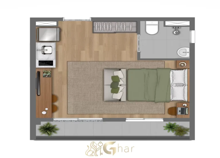 Planta do apartamento studio de 30 m² no Every Day Chácara Klabin