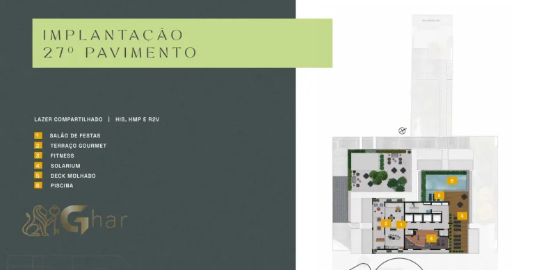 Planta de implantação do 27º pavimento no Every Day Chácara Klabin