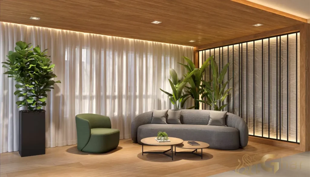 Hall de entrada sofisticado no EVO Vila Clementino São Paulo