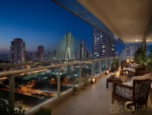 Apartamento no Brooklin São Paulo com varanda e vista para a Ponte Estaiada – Ghar Imóveis