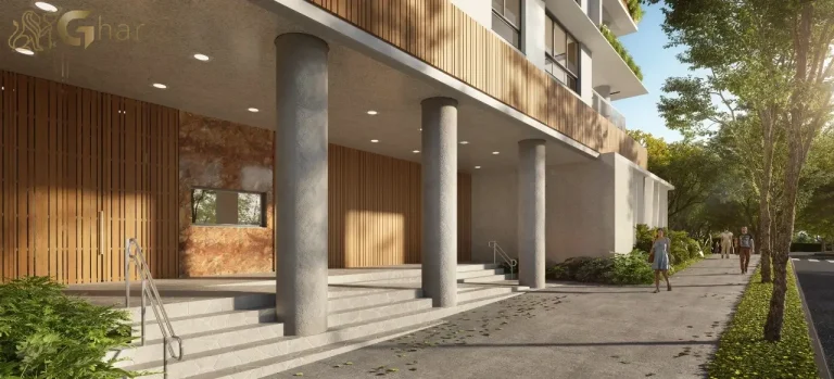 Fachada e portaria do Granoscar Ibirapuera – arquitetura imponente e segurança total em Moema