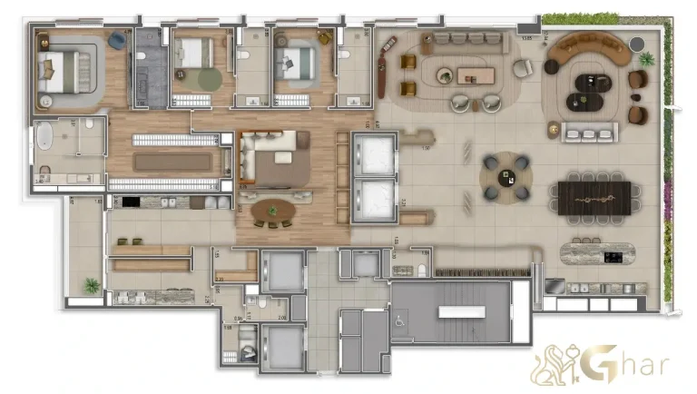 Planta apartamento 3 suítes 412 m² Granoscar Ibirapuera – design funcional e elegância em Moema