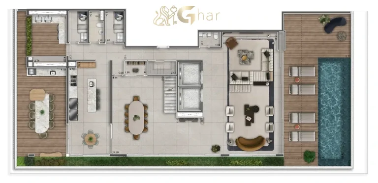 Planta apartamento duplex inferior 636 m² Granoscar Ibirapuera – Casa Suspensa com design autoral