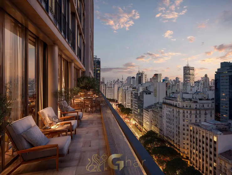 Varanda moderna de apartamento em construção na cidade