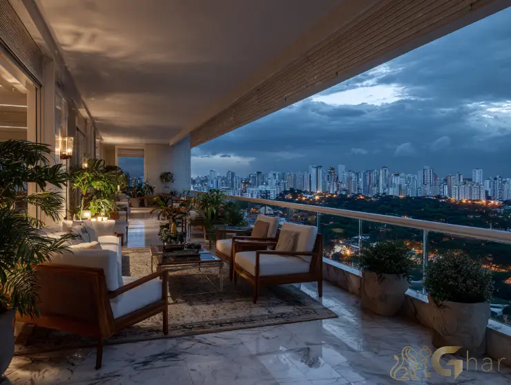 Vista da varanda de apartamento em construção na capital