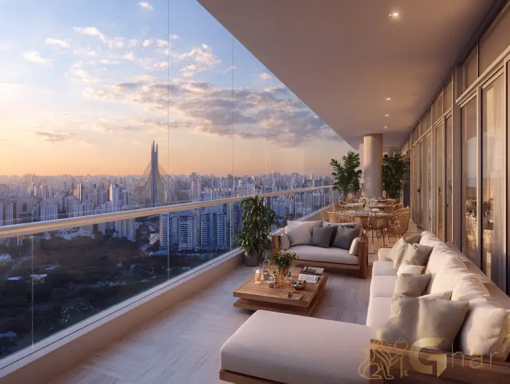 Vista da Ponte Estaiada a partir de imóveis em construção na Zona Sul de São Paulo