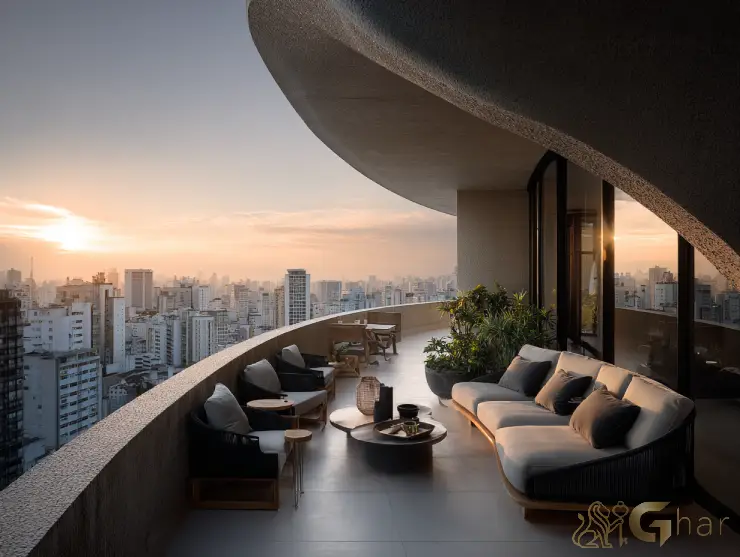 Apartamento pronto para morar no Centro de São Paulo com varanda curva e vista da cidade