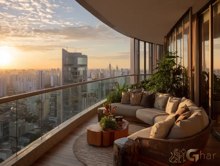 Apartamento moderno pronto para morar na Zona Sul de São Paulo com varanda curva e vista da cidade