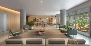 Lounge coworking do condomínio Isla Vila Madalena – studios modernos Trisul na Vila Madalena São Paulo