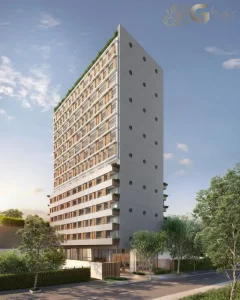 Fachada do Isla Vila Madalena – condomínio de studios Trisul na Vila Madalena SP