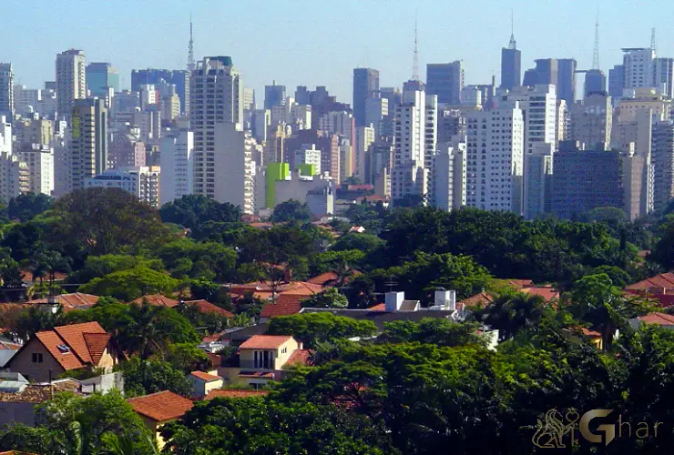 Vista aérea do bairro Jardins na Zona Sul de São Paulo