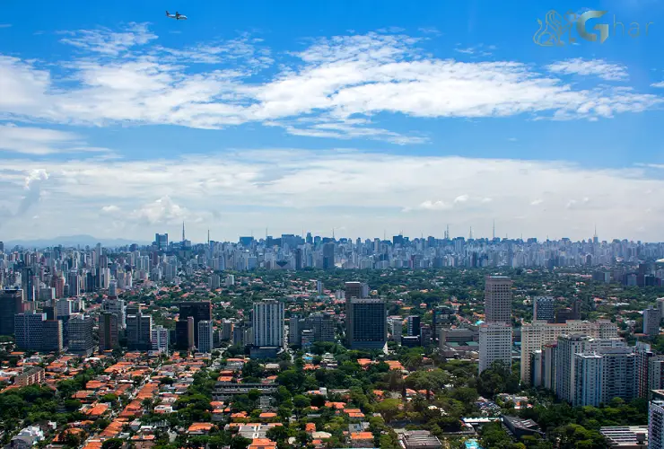 Vista panorâmica do bairro Jardins na Zona Sul de São Paulo