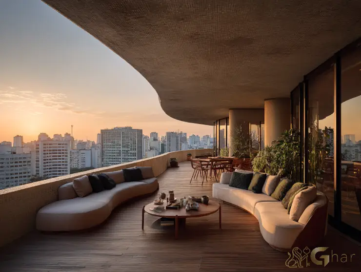 Varanda curva de apartamento na capital paulista com vista panorâmica