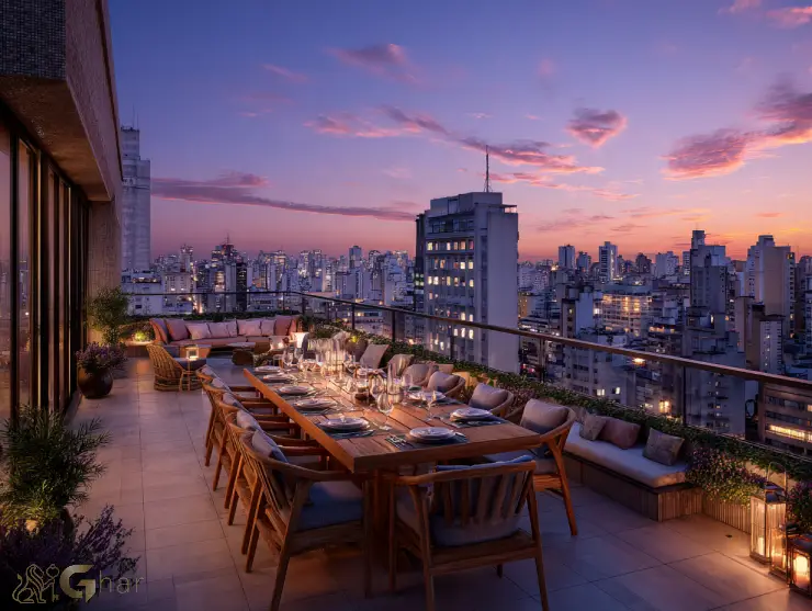 Apartamento em lançamento na planta no Centro de São Paulo com vista para prédios históricos