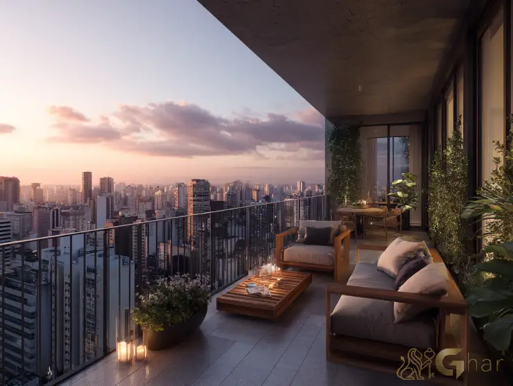 Apartamento em lançamento na planta no Centro de São Paulo com varanda e vista para a cidade