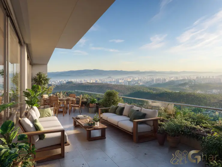 Apartamento na planta na Zona Norte de São Paulo com varanda e vista para a Serra da Cantareira