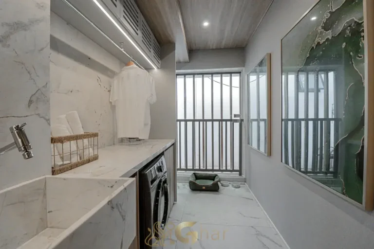 Área de serviço do apartamento decorado de 178 m² no Mirant Ibirapuera