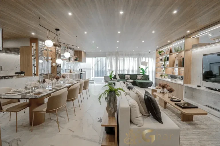 Living decorado do apartamento de 178 m² no Mirant Ibirapuera