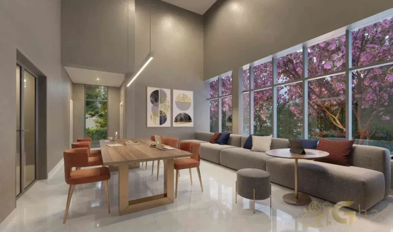 O espaço de churrasqueira do Mirant Ibirapuera combina design sofisticado e conforto, com área gourmet integrada ao lounge e vista panorâmica. Perfeito para momentos de descontração entre amigos e família no condomínio de luxo da Trisul.