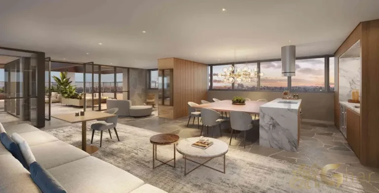 Espaço gourmet do Mirant Ibirapuera com terraço e vista panorâmica