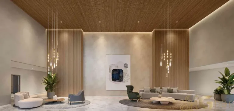 Lobby do Mirant Ibirapuera com decoração sofisticada e arquitetura contemporânea