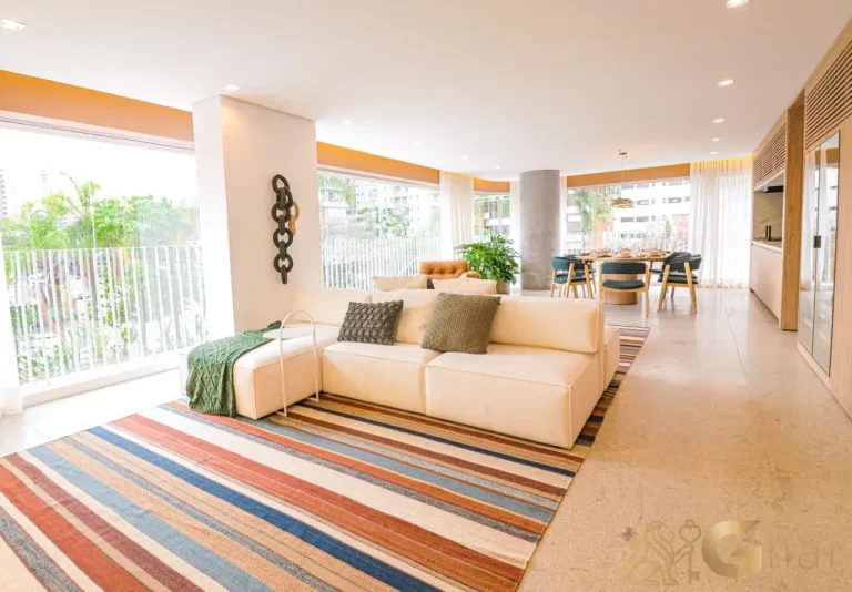 Sala de estar do apartamento decorado 193 m² no Península Vila Madalena