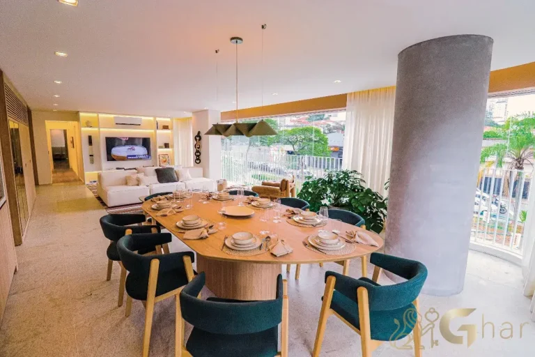 Sala de jantar integrada ao living do Península Vila Madalena